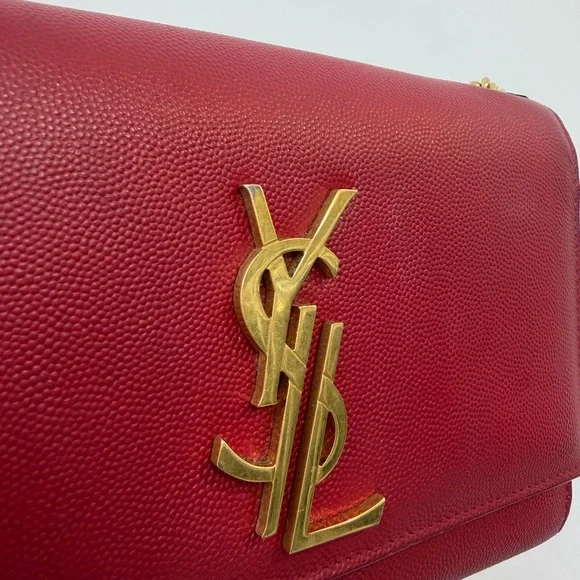 Saint Laurent Burgundy Shoulder Bag with Gold Chain - Picture 4 of 15